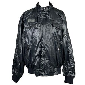 Vtg Malibu Mens 80s Racer Windbreaker Jacket Size L Full Zip Pockets Indie Retro